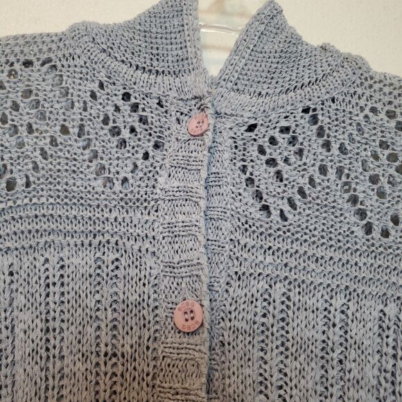 BCBG Maxazria Knit Long Cardigan Sweater Gray Duster Size Medium Button Front - Picture 4 of 13